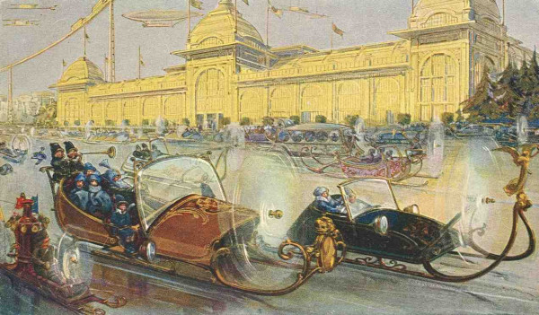 &laquo;На аэросалазках шмыгают сбитенщики&raquo;: Москва 22-23 веков на открытках 1914 года